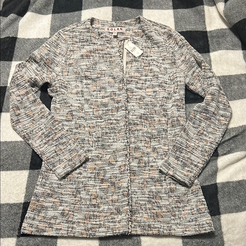 Dolan by Anthropologie Gray, White, Beige Knit Cardigan / Blazer Jacket size XS